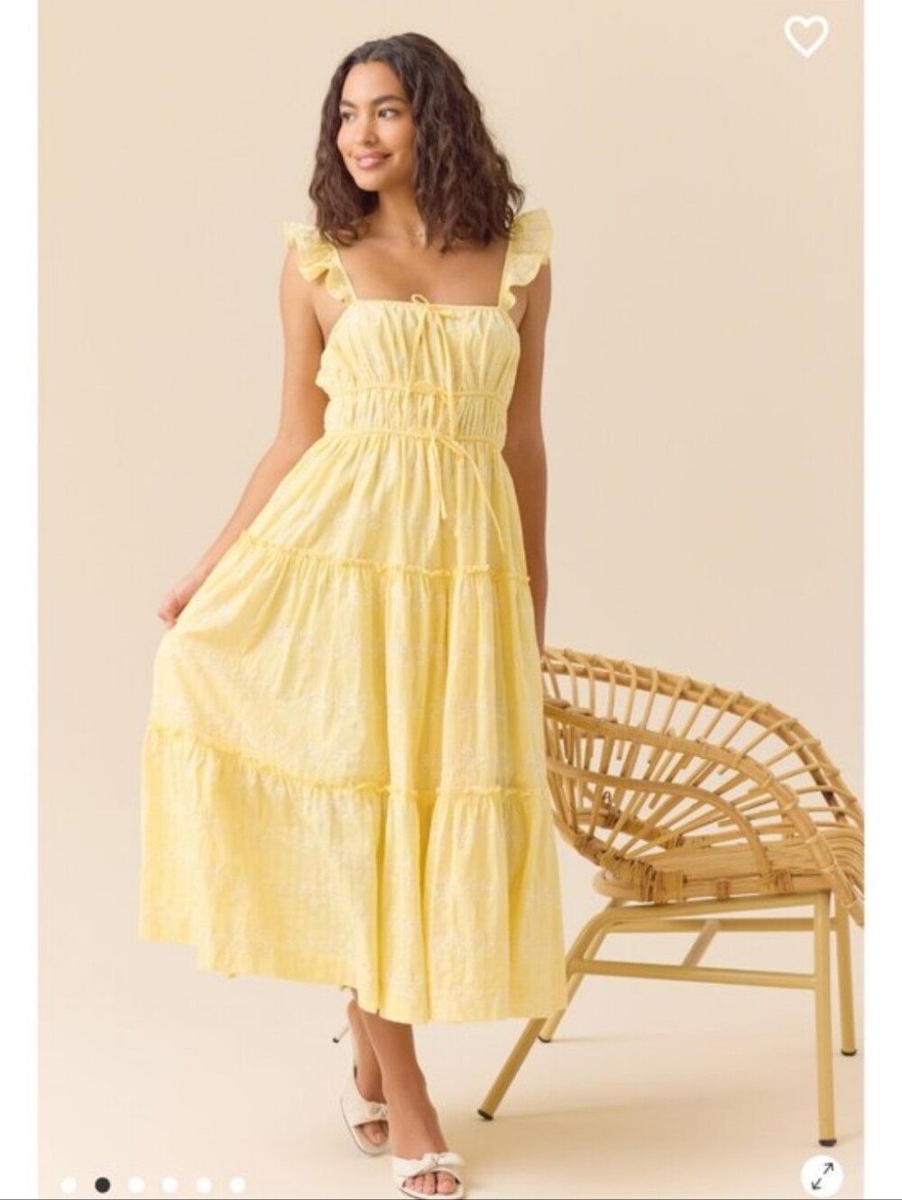 Altar'd State  Yellow Ruffle Strap Midi Dress Various Sizes